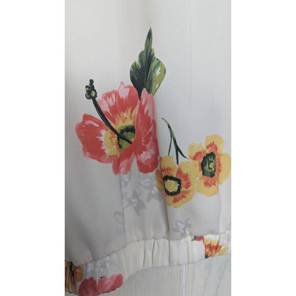 Zara Trafaluc white floral silky dressy blouse size small - Picture 5 of 9